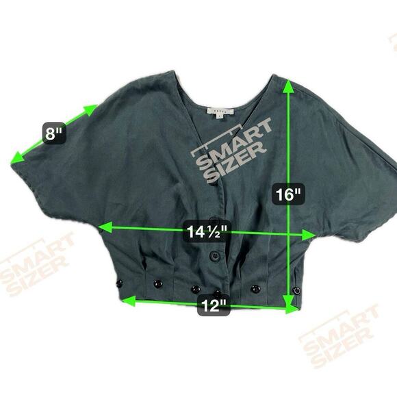 Vetta V-Neck Tencel Teal Dolman Short Sleeve Crop Top Shirt Size 2 - Picture 10 of 10